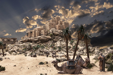 paisaje con camellos